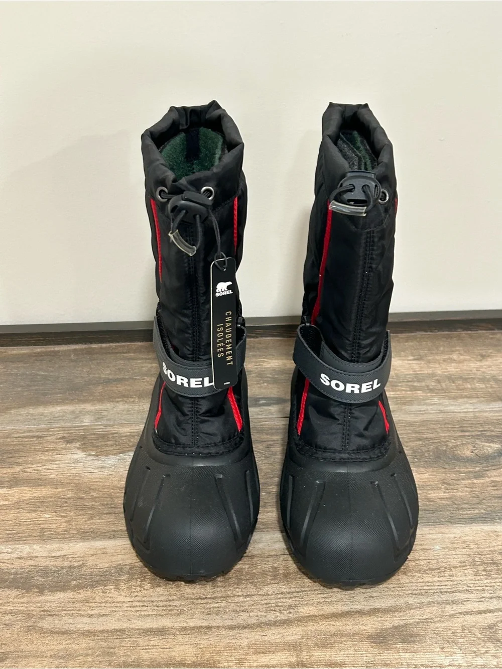 SOREL Youth Flurry Black Winter Snow Insulated Walking Boots Size 3